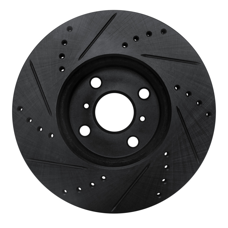 Toyota Yaris Brake Rotor (1) - Front Right - R1 Concepts - Drilled & Slotted - Black - `12-`18